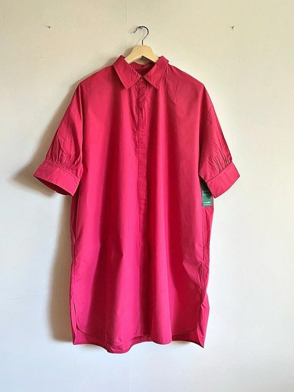Simons Contemporaine Pink Organic Cotton Shirt Dress Large NWT